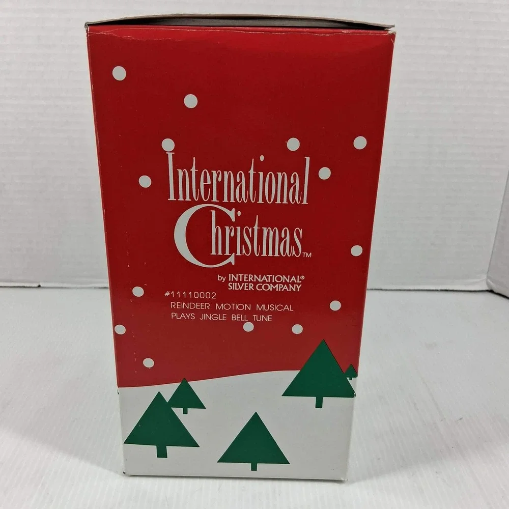 Vintage 1992 International Silver Co Reindeer Motion Musical Jingle Bells Toy